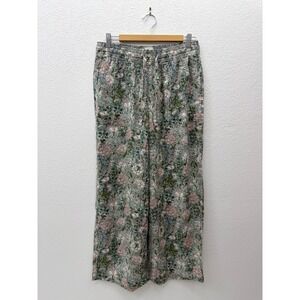 Joie Floral Linen Blend Wide‎ Leg Pants Boho Relaxed Resort Pull On Medium